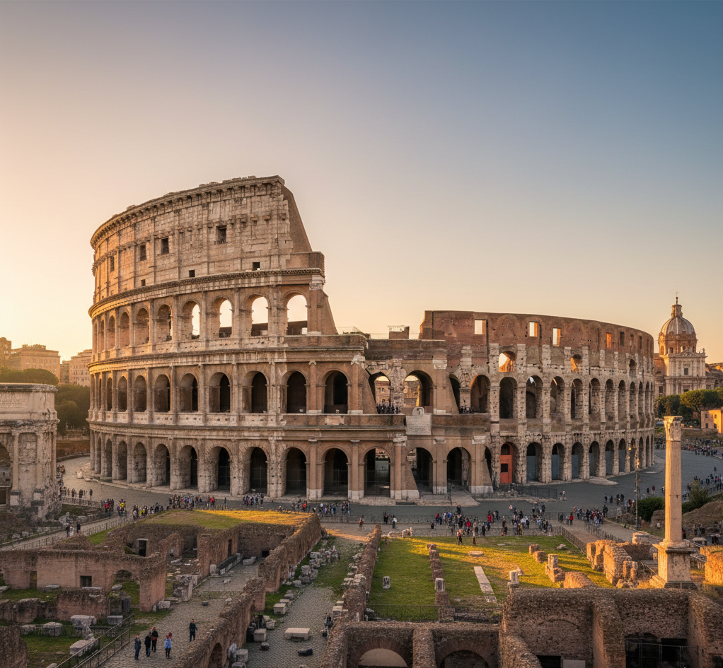 Il Colosseo di Roma al tramonto